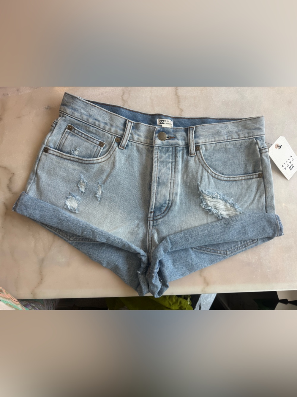 Billabong Light Wash Distressed Jean Shorts